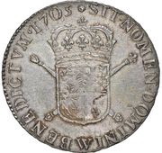 ½ Ecu of Flanders with insignia - Louis XIV pointy schield, France, 1704-1705 reverse image