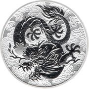 1 Dollar - Elizabeth II 6th Portrait - Chinese Myths and Legends - Silver - Dragon, Australia, 2021 reverse image