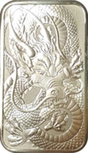 1 Dollar - Elizabeth II 6th Portrait - Chinese Dragon Bullion Bar, Australia, 2021 reverse image