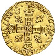 Double Henri d'or - Henry II, France, 1550-1558 reverse image
