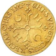 Gold Ecu with crescents - Henry II, France, 1552 reverse image