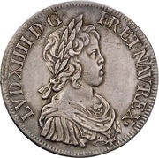 Silver Ecu with short wick - Louis XIV obverse image