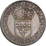 Silver Ecu with short wick - Louis XIV, France, 1643-1645 reverse image