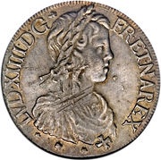 Ecu of Navarre with long wick - Louis XIV obverse image
