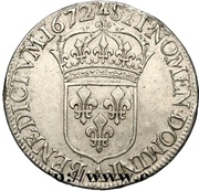 Ecu with juvenile bust - Louis XIV 1st mark, France, 1662-1673 reverse image