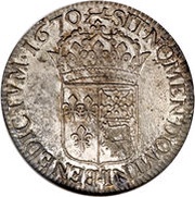 Ecu of Bearn with juvenile bust - Louis XIV, France, 1663-1680 reverse image