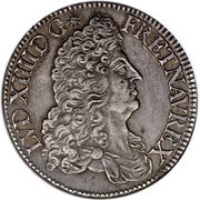 Ecu with antique draped bust - Louis XIV obverse image