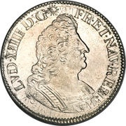 Ecu with palm branches - Louis XIV obverse image