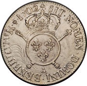 Ecu with insignia - Louis XIV, France, 1701-1704 reverse image
