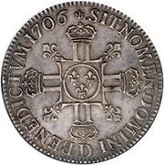 Ecu with 8 Ls - Louis XIV 2nd type, France, 1704-1709 reverse image