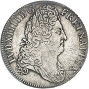 Ecu with eight Ls and laureate, draped and cuirassed bust - Louis XIV obverse image