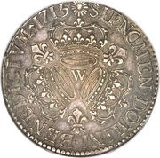 Ecu with three crowns - Louis XV, France, 1715 reverse image