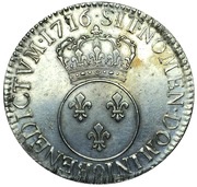 Ecu "Vertugadin" - Louis XV, France, 1715-1718 reverse image