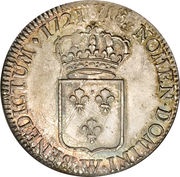 1 Écu - Louis XV, France, 1720-1724 reverse image