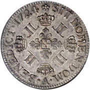 1 Ecu - Louis XV, France, 1724-1725 reverse image