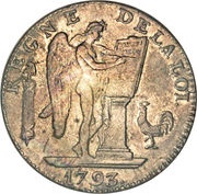 6 Livres Genius, France, 1793 reverse image