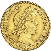 ½ Gold Louis with short wick - Louis XIV obverse image