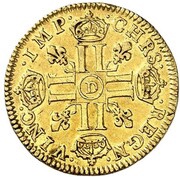 ½ Gold Louis with short wick - Louis XIV, France, 1643-1652 reverse image