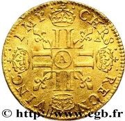 ½ Louis d'or à la mèche longue, France, 1646-1659 reverse image