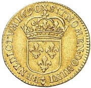 ½ Gold Louis with shield - Louis XIV, France, 1690-1693 reverse image