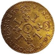 ½ Gold Louis with four Ls - Louis XIV, France, 1695 reverse image