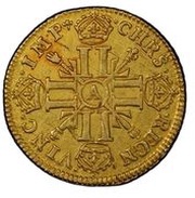 ½ Gold Louis with 8 Ls and insignia - Louis XIV, France, 1700-1704 reverse image