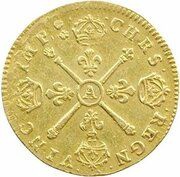 ½ Gold Louis with insignia - Louis XIV, France, 1704-1709 reverse image