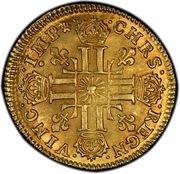 ½ Gold Louis with sun - Louis XIV, France, 1709-1715 reverse image