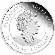 1 Dollar - Elizabeth II 6th Portrait - Year of the Ox - Silver Bullion Coin obverse image
