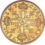 Gold Louis with long wick - Louis XIV reverse image
