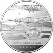 1 Dollar - Elizabeth II 6th Portrait - Heroes of the Sky - Silver Proof, Australia, 2021 reverse image