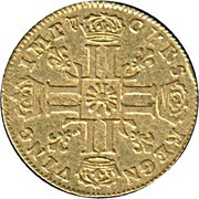 Gold Louis with sun - Louis XIV, France, 1709-1715 reverse image