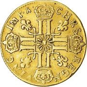 1 Gold Louis with Sun - Louis XV, France, 1715 reverse image