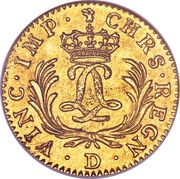 1 Louis d'Or - Louis XV long palms, France, 1724-1725 reverse image
