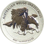 1 Dollar - Elizabeth II 6th Portrait - Australian Wedge-Tailed Eagle - Silver Proof - High Relief, Australia, 2021 reverse image