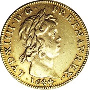 Double Gold Louis with short wick - Louis XIV obverse image
