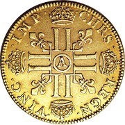 Double Gold Louis with short wick - Louis XIV reverse image