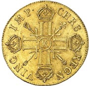 Double Gold Louis with 8 Ls and insignia - Louis XIV, France, 1700-1704 reverse image