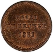1 Centime - Louis Napoléon Bonaparte pattern of bronze with an modul of 1 centime reverse image