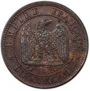 1 Centime - Napoleon III head without wreath reverse image