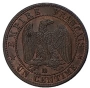 1 Centime - Napoleon III head with wreath reverse image