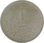 1 Centime Essai en bronze argenté, France, 1898 reverse image