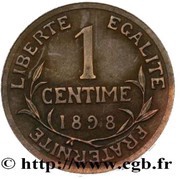 1 Centime pattern without essai words, matt proof reverse image