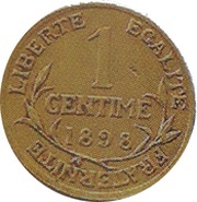 1 Centime Piéfort bronze doré, sans le mot essai sur flan mat reverse image