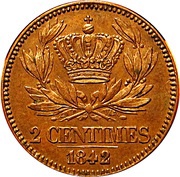 2 Centimes - Louis Philippe I pattern of Barre reverse image