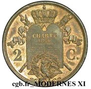 2 Centimes - Louis Philippe I pattern of Barre, à la charte, type 2 reverse image