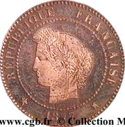 2 centimes Cérès Essai de Barre obverse image