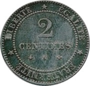 2 centimes Cérès Epreuve en argent reverse image