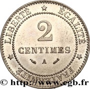 2 Centimes Cérès Epreuve en maillechort reverse image