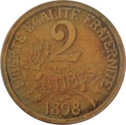 2 Centimes Epreuve en bronze, France, 1898 reverse image